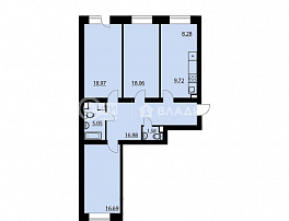 3-комнатная квартира, 96.48 м2